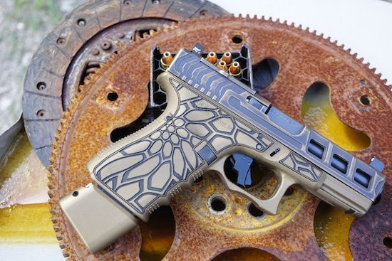 right side of tan glock handgun
